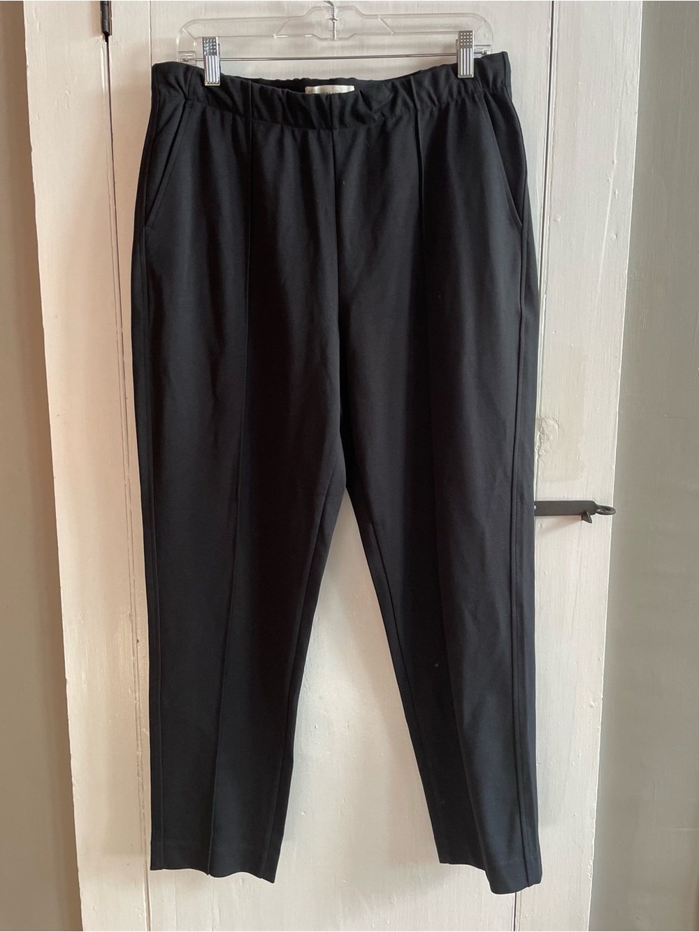 EVERLANE Pull-On Organic Cotton Blend Black Straight Leg Pants Size Large